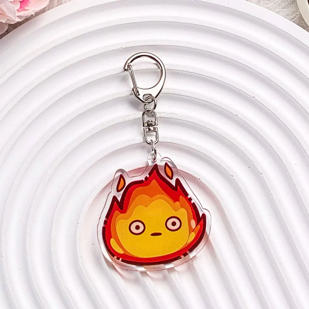 شخصيات أنيمي يعوي تتحرك القلعة سلسلة مفاتيح مصنوعة من الأكريليك اكسسوارات حقيبة سحر الإبداعية على ظهره قلادة كيرينغ هدايا للأصدقاء #2