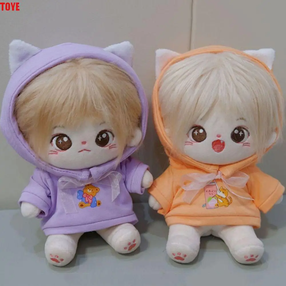 Sweat à capuche mignon 20cm coton poupée vêtements habiller bricolage vêtements idole poupée vêtements 5 couleurs chat en peluche jouet vêtements poupée accessoires