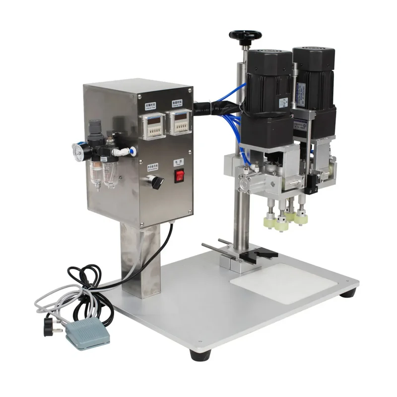 

WANHE Semi-Automatic Electric Screw Capping Machine Pneumatic Pump Plastic Glass Bottles Jar Can Sealing Packing Food Beverages