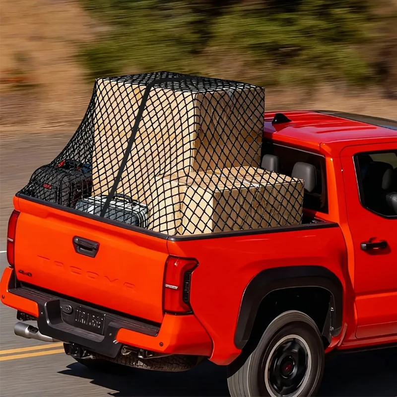 1.2x1.2M Heavy Duty Elastic Cargo Net Pickup Truck SUV Van Secure Anti-Slip Luggage Storage Stretchable Transport Car Accessory