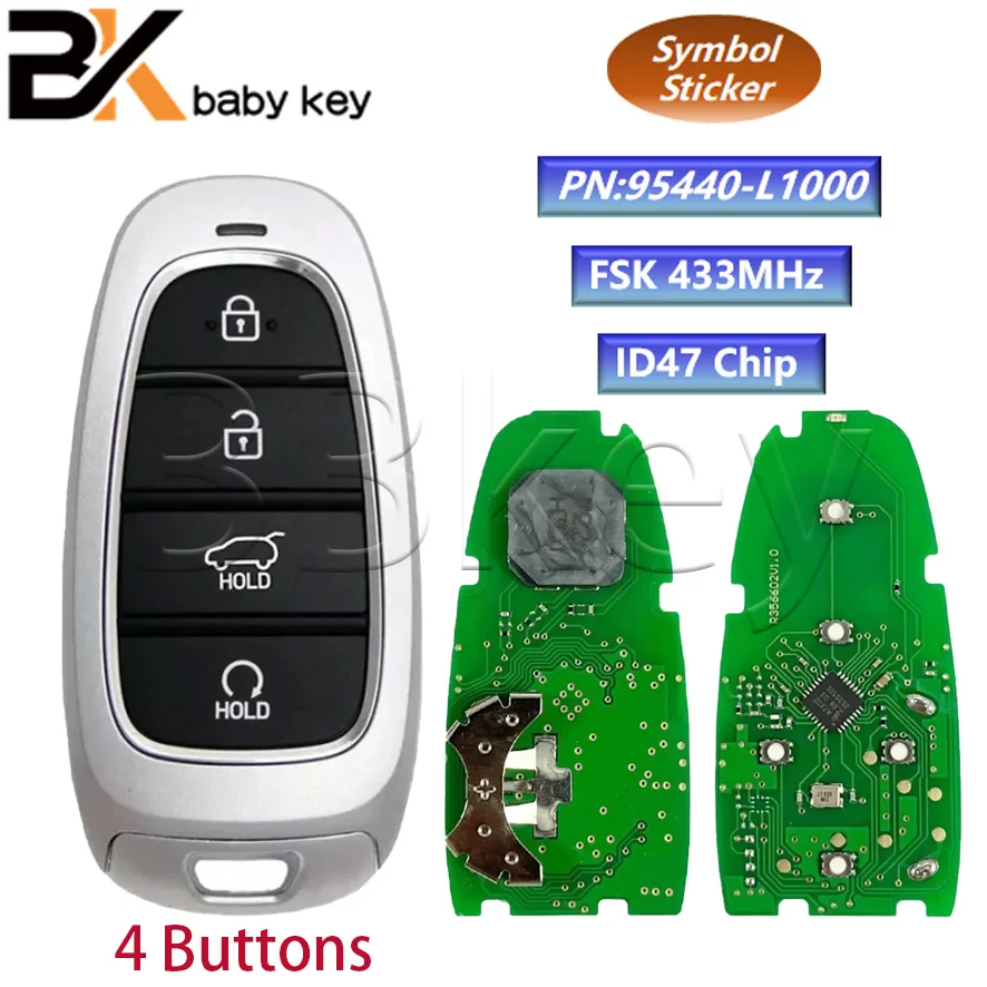 

BB Key For Hyundai Tucson Sonata Santa Fe ID47 Chip 433Mhz 95440-L1000 TQ8-FOB-4F27 4Buttons