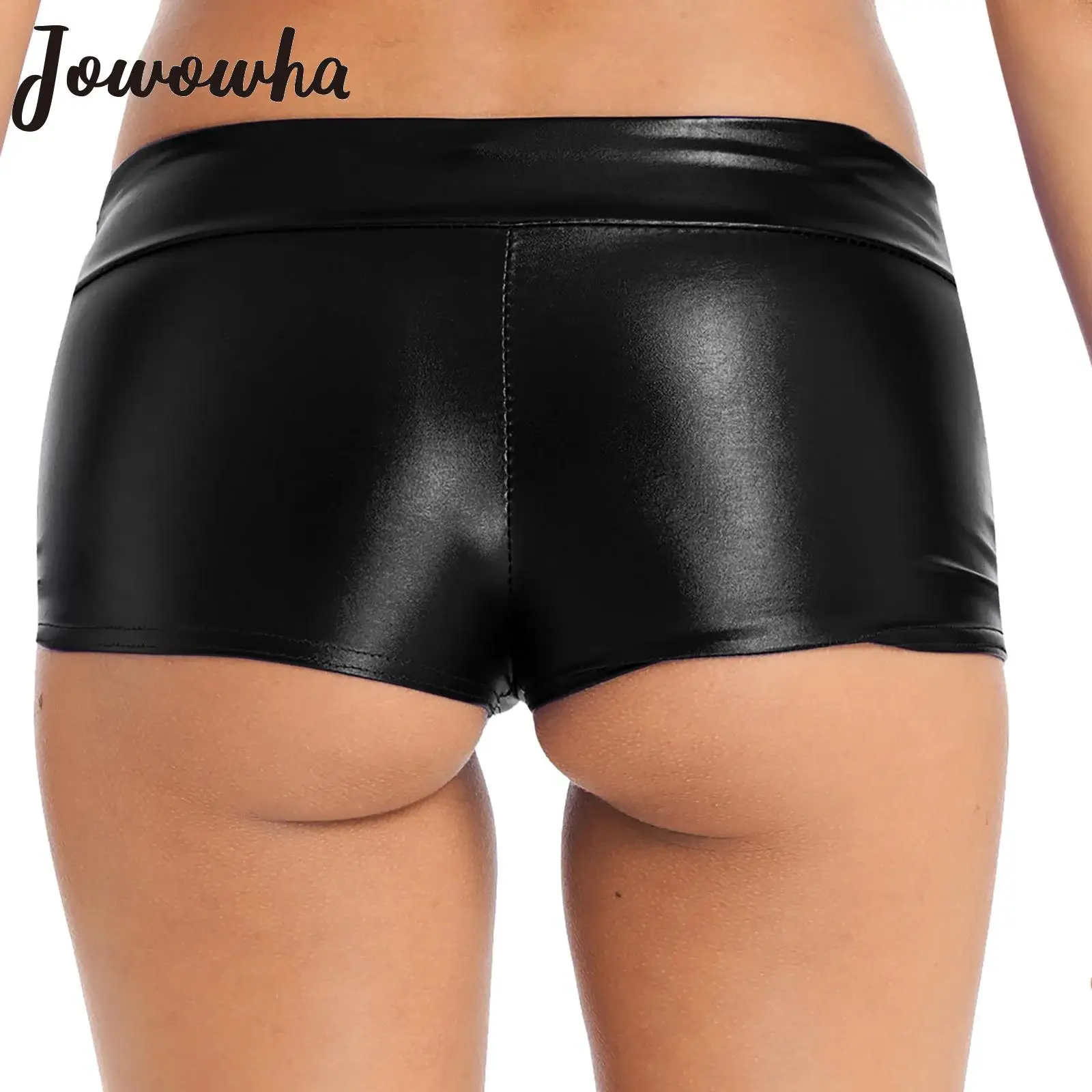 

Womens Metallic Shiny Booty Shorts Low Rise Rave Party Sexy Shorts Bottoms Stage Pole Dancing Hot Pants Music Festival Clubwear