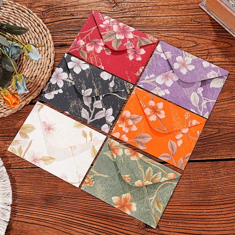 5pcs  Kawaii Floral Envelopes Vintage Brocade Envelopes for Letter Writing Gift Package Kawaii Wedding Invitation Cards Cover