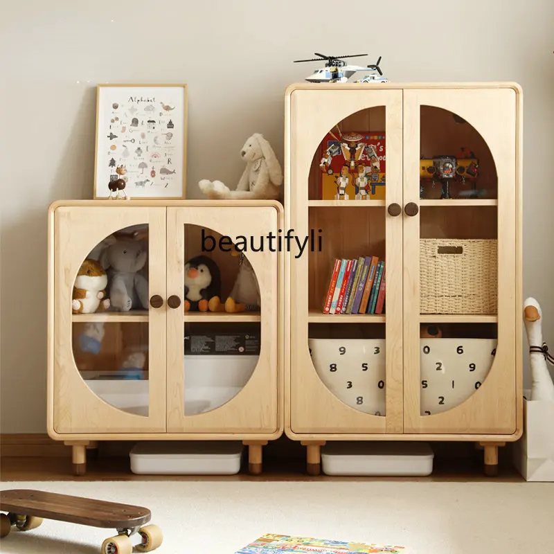 

zq North American Hard Maple Children's Bookcase Solid Wood Storage Cabinet Toy Display Cabinet