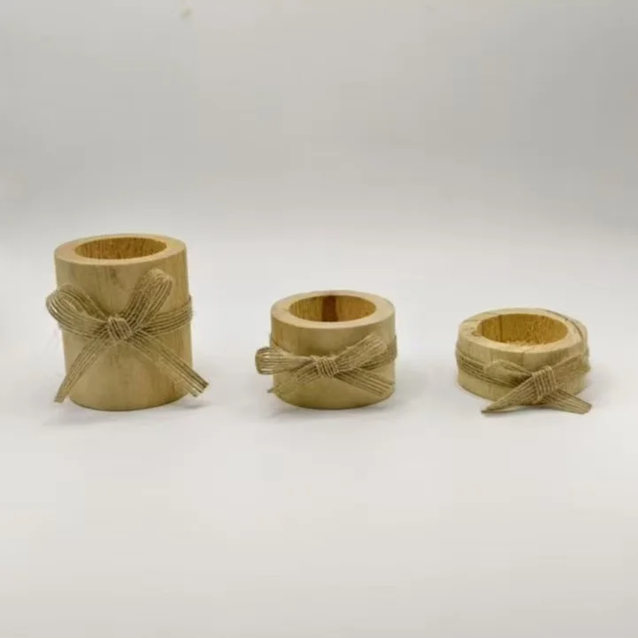 1pc - Wooden tea lamp holder, suitable for decorating wooden flower pots in the center of wedding and birthday tables