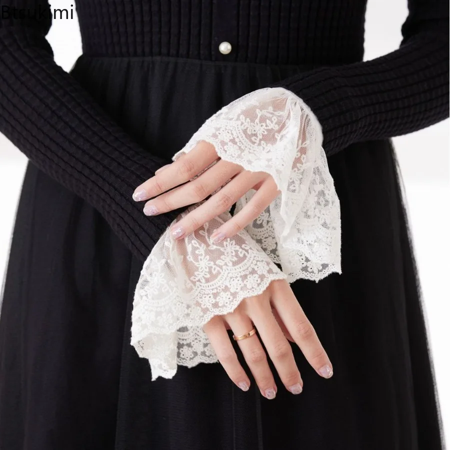 High Quality Lace Cuffs White Detachable Fake Sleeves Wedding Bridal Gowns Sweater Cuff Halloween Costume Cosplay Accessories