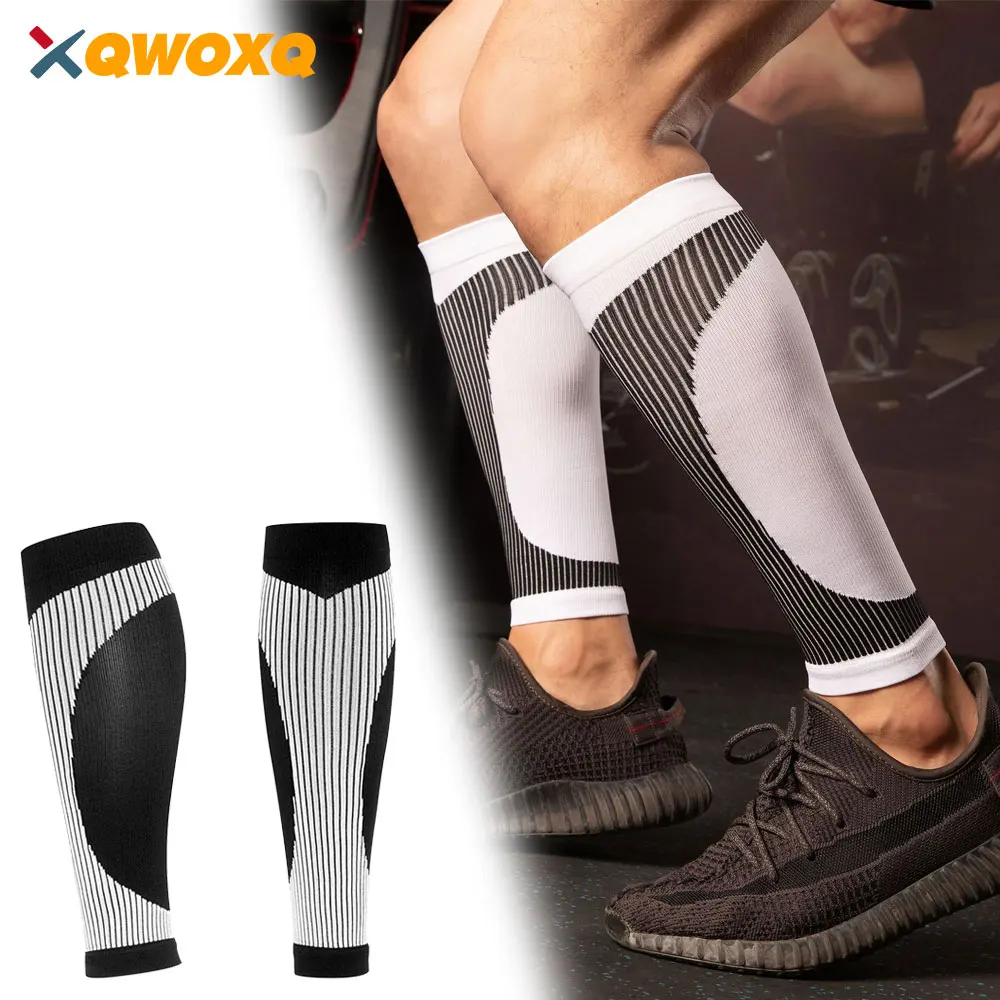 1 Pair Sports Calf Compression Sleeve Men Women 20-30 MmHg, Shin Splint Compression Sleeve Socks for Varicose Veins Calf Sleeves