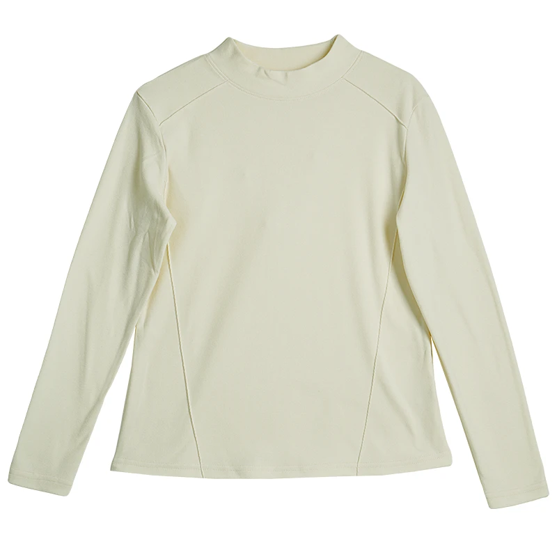 OLrain 우아한 따뜻한 티셔츠 2025 가을 신상 단색 심플 터틀넥 슬림 핏 긴팔 다용도 여성 상의 O57DT002629