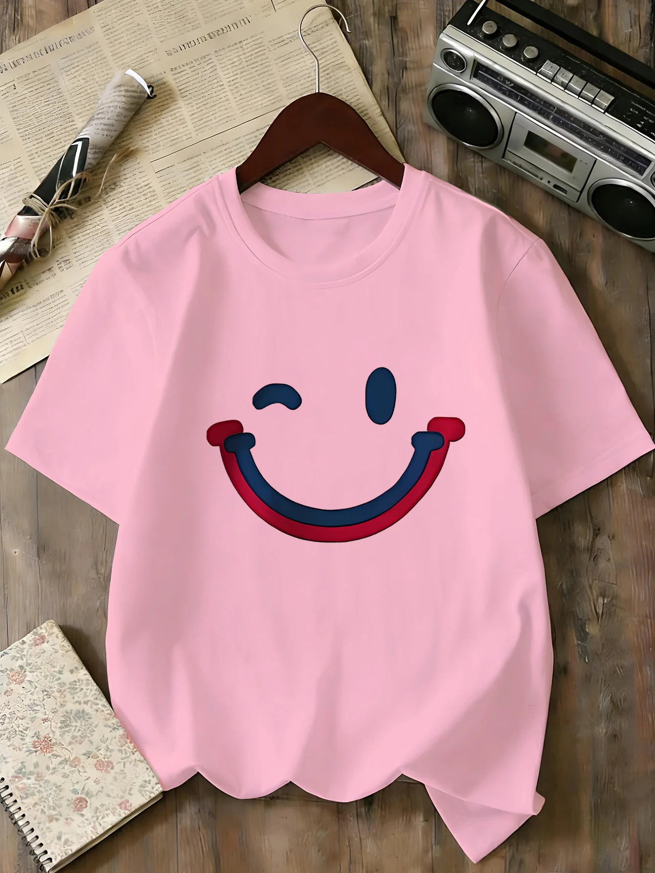 Winking Smiley Face Kids Tee Happy Graphic Print Boys Girls Family Matching Cotton Summer Short Sleeve Basic Children Tshirt
