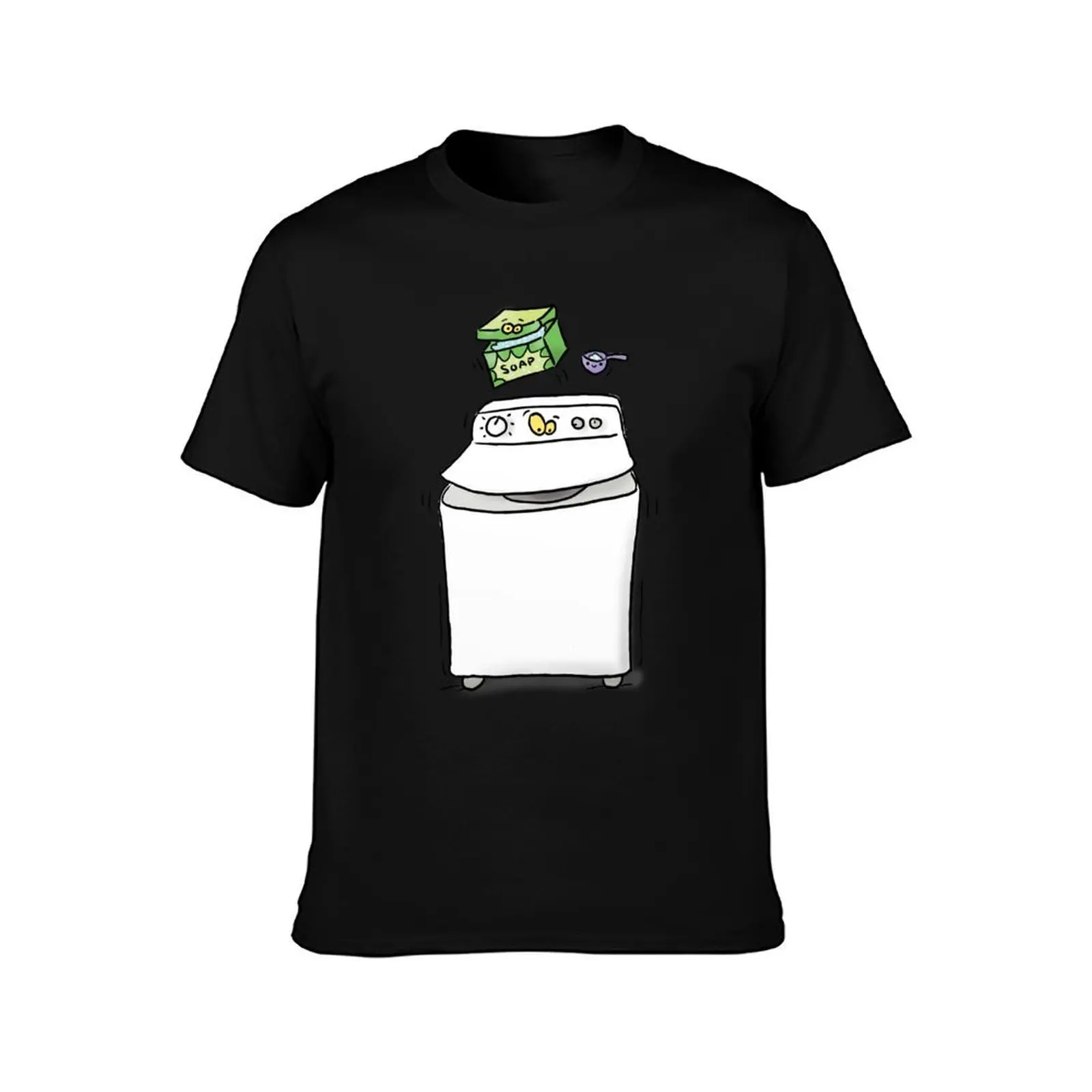 Cute funny washing machine laundry cartoon illustration T-Shirt, Summer Casual Cotton Tee, Oversized Streetwear Tops