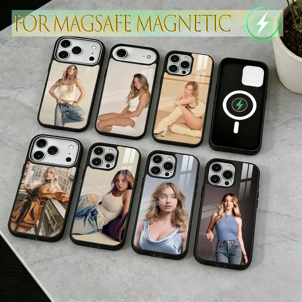 

Fashion S-Sydney Sweeney Phone Case For iPhone17,16,15,14,13,12,11 Plus,Pro Magnetic with Magsafe Wireless Charging