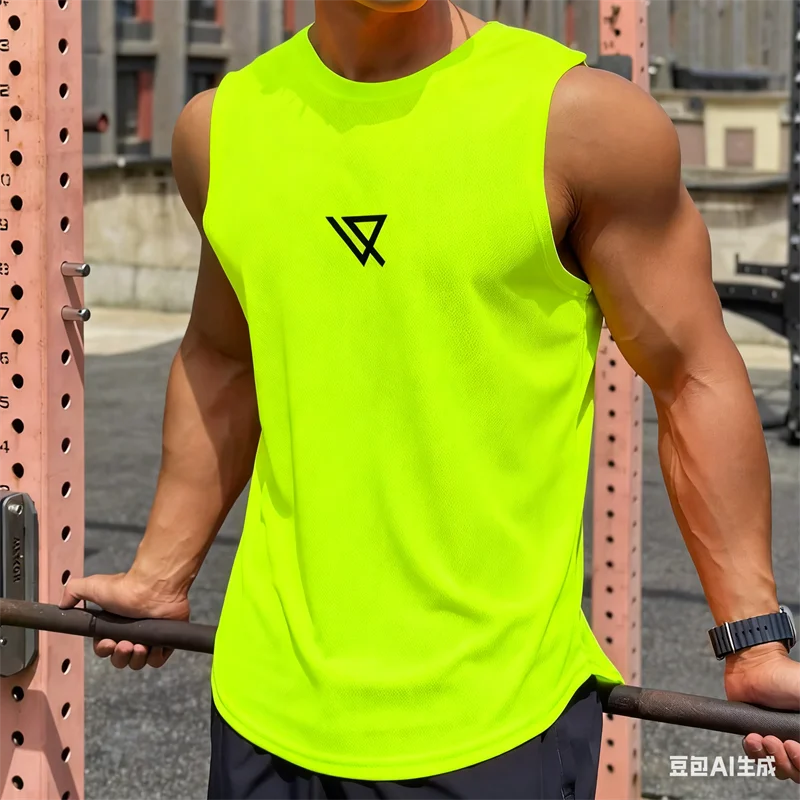 

Summer Gym Fitness Training Men's Tank Top Clothing Loose Bodybuilding Quick-drying Sleeveless Shirt Men Fashion Basketball Vest