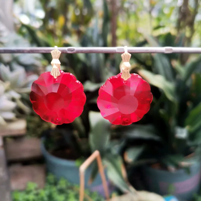 2pcs Crystal Beads Plum Blossom Suncatcher Prisms 25mm Faceted Chandelier Hanging Pendant Home Ourdoor Wedding Decor Ornaments