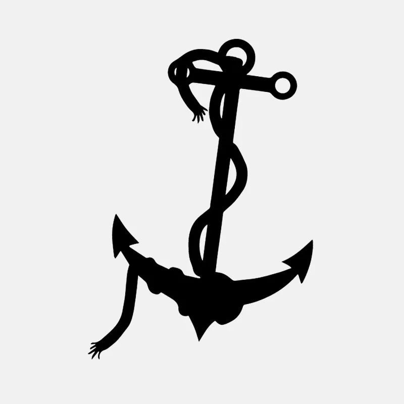 Car Sticker Anchor Fisherman Captain Sailor PVC Decal Fishing Car Decorative Sticker Cover Scratch Black/white, 16cm*11cm