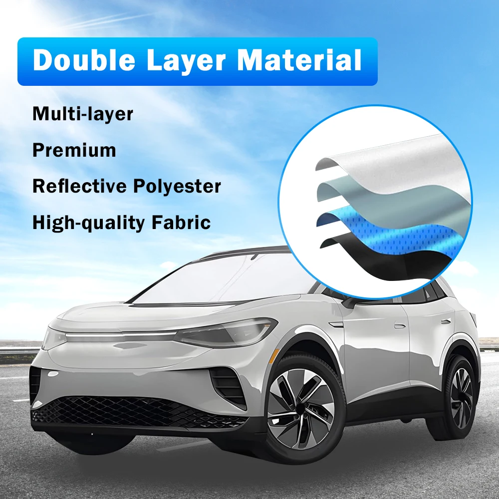 لمعرف فولكس فاجن فولكس فاجن. 4 2021 2022 2023 2024 الزجاج الأمامي ظلة قناع الزجاج الأمامي للطي السيارات UV حماية الملحقات #6