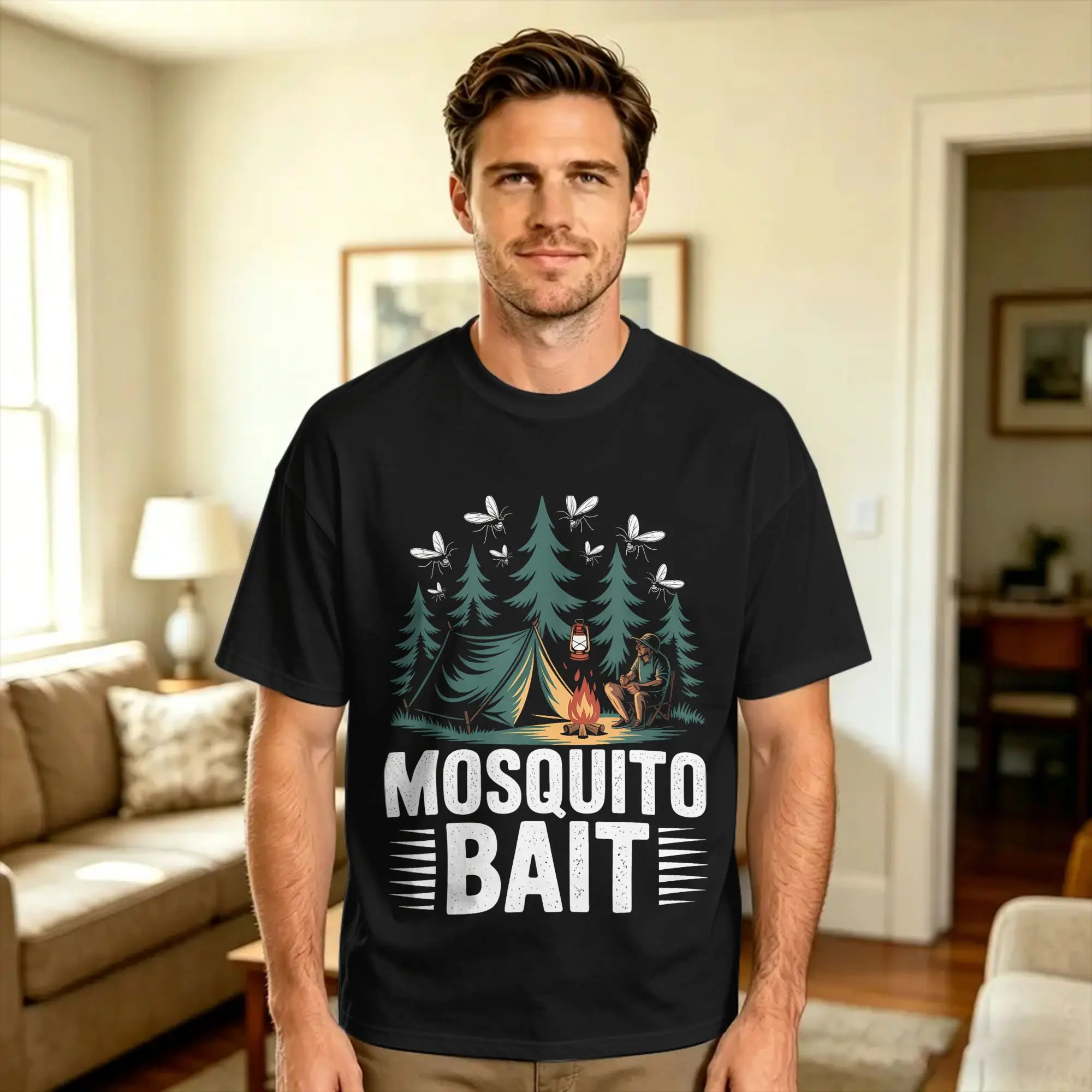 Funny Mosquito Bait Shirts Camping Mosquito Bait  T-Shirt  Fashion T-Shirts Short Sleeve Y2K Funny Tops Summer 100 Cotton Tees