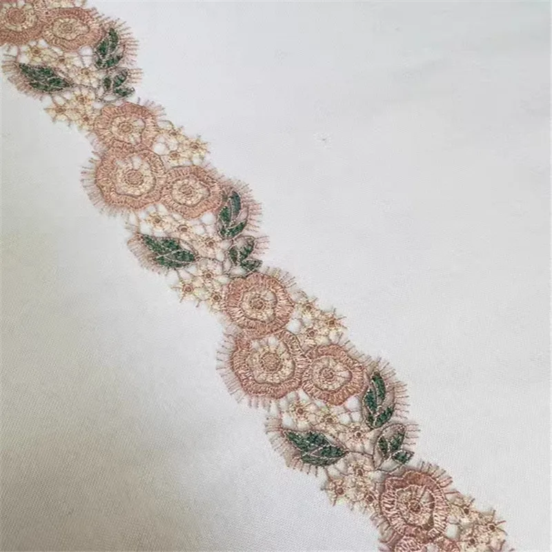 

10 ярдов, ширина 5 см, блестящее светло-коричневое кружево «Венеция» с цветочным узором, для рукоделия, аксессуары для одежды, бюстгальтеров и нижнего белья