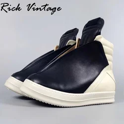 Rick Vintage Classic Platform Motorcycle Ankle Boots Men British Casual Shoes Genuine Leather  Women Fashion Hip Hop Shoes Male