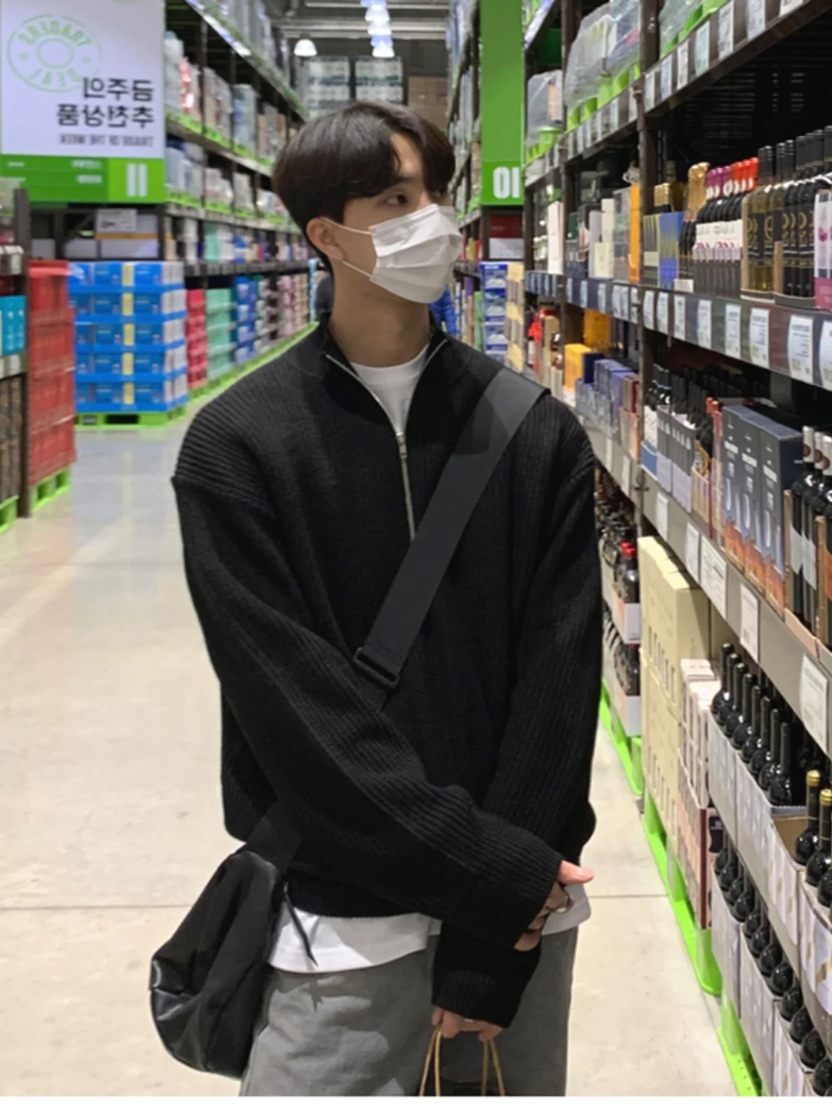 

Мужской вязаный кардиган в американском ретро-стиле с воротником-стойкой, на молнии, свободного кроя, с длинными рукавами, высоким воротником, вязаная кофта-жакет