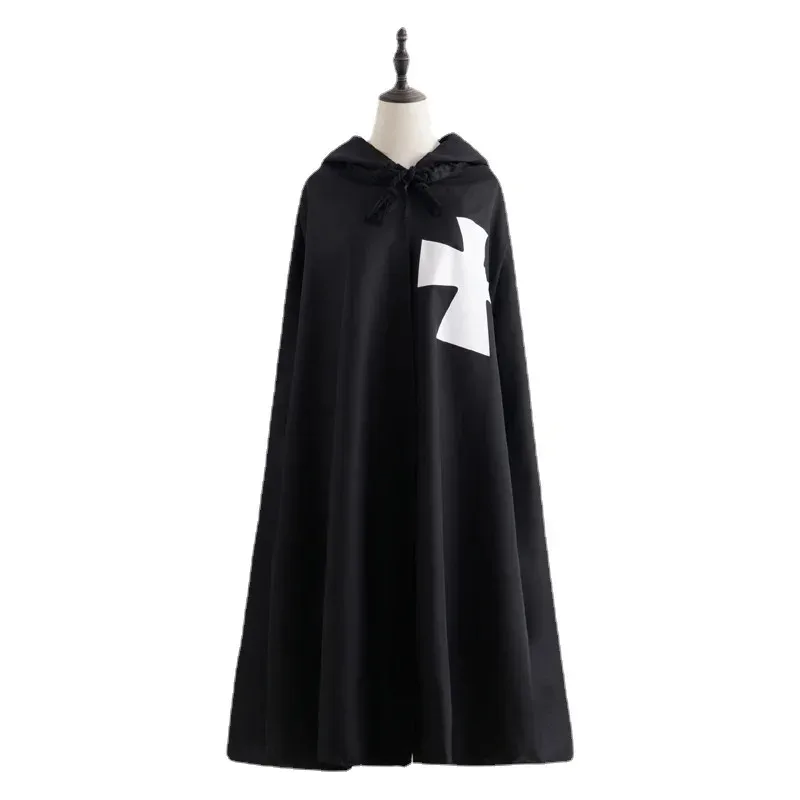 جديد الرجال تأثيري الصليبيين تمبلار فارس زي القرون الوسطى المحارب الجندي الذكور أسود أبيض عباءة رداء الإمبراطورية الرومانية هاكس ؛ 3 ، v'9.e ؛ 7' #5