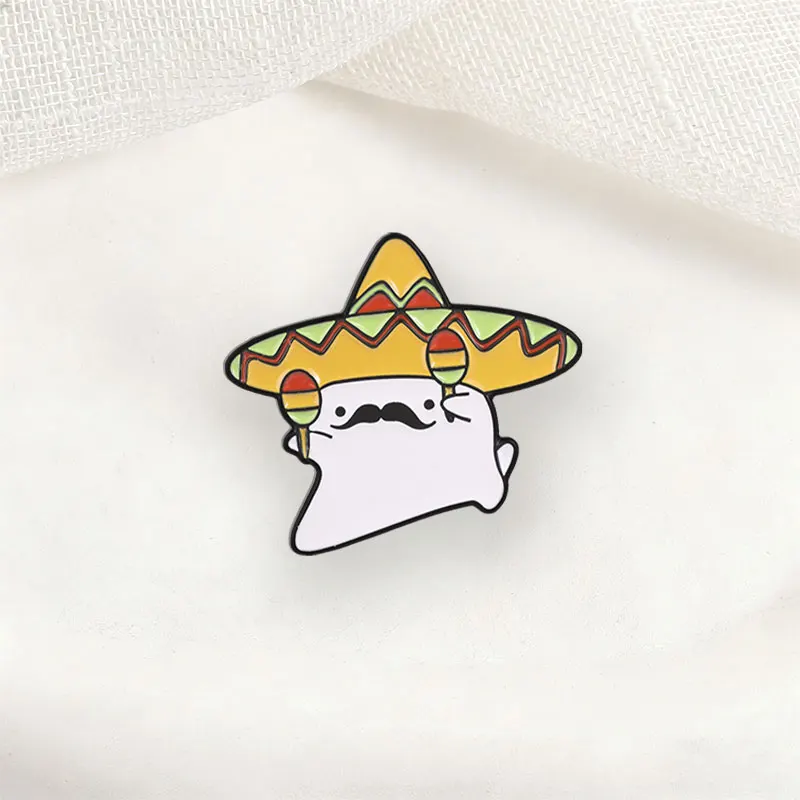 Mexikanische Fiesta Geister-Cartoon-Emaille-Anstecknadel – Niedlicher Festival-Geist mit Sombrero & Maracas Brosche für Rucksack, Jacke, Hut, Schmuck & Abzeichen – Detail 4
