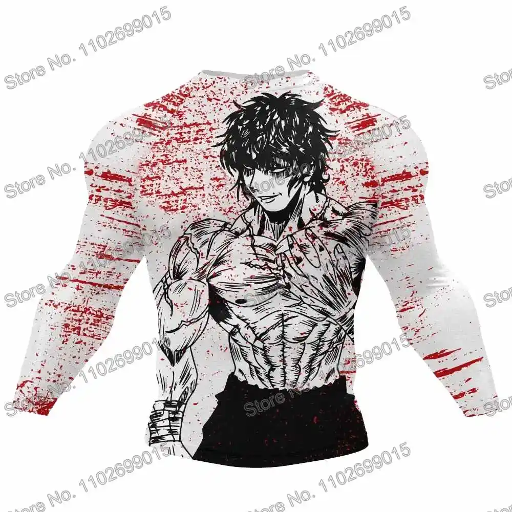 Baki The Grappler Surfing Diving T-Shirt Tight Long Sleeve Rash Guard Swimwear Men UV Protection Surf Clothing Beach Floatsuit