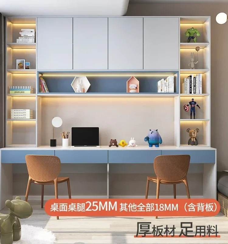 

practical Double desk with bookcase Modern home children's study long desk