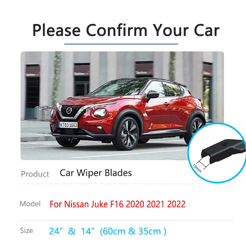 For Nissan Juke F16 2020 2021 2022 Front Wiper Blades Cutter Boneless Frameless Rubber Cleaning Brushes Auto Replacement Parts