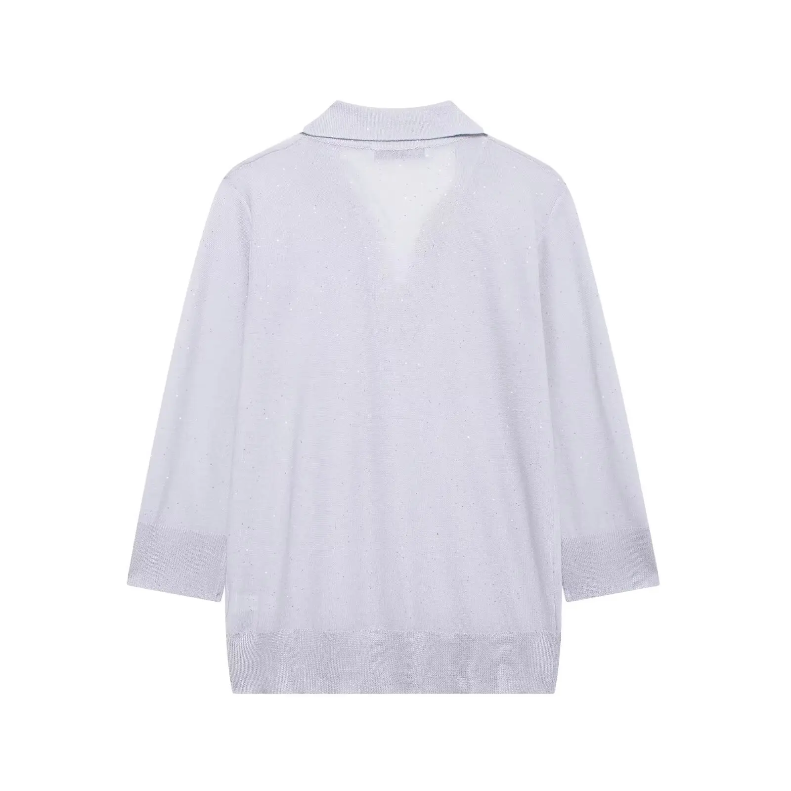 Tangada Women 2024 Women Loose Beading Knitted Sweater Jumper Turn Down Collar Female Pullovers 3H0751