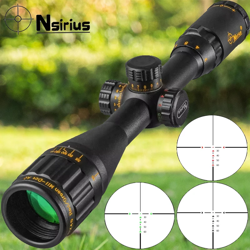 NSIRIUS HD Gold 3-9X40 AOE Tactical Riflescope Optical Sight Red Green llluminate Cross Hunting Rifle Scope Air Gun Scope