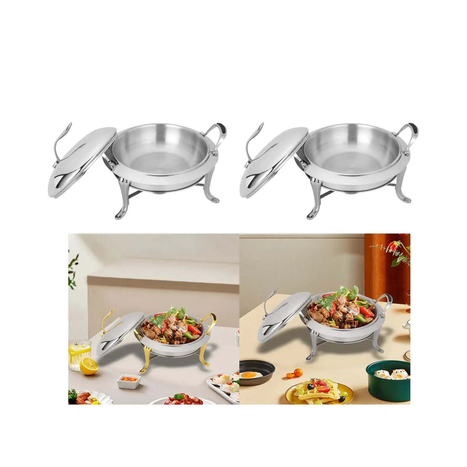 Stainless Steel Chafing Dish Household Alcohol Stoves with Lid Food Warmer Cooking Utensil for Trips Hotel Barbecue