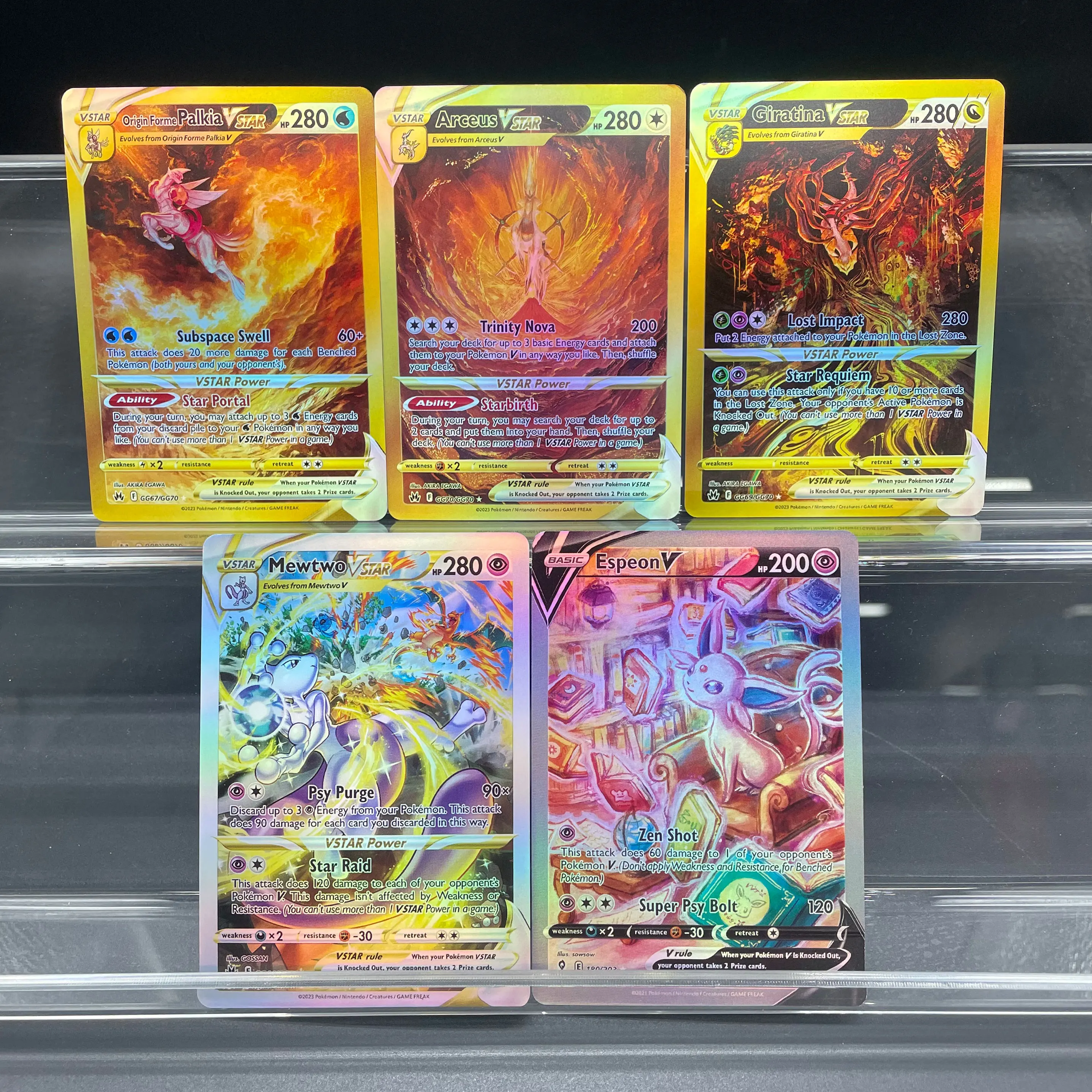 DIY Selbstgemachte Anime PTCG Arceus Giratina Mewtwo Espeon Regenbogen Seltene Karte VSTAR V-Serie Englische Version Sammelkarte