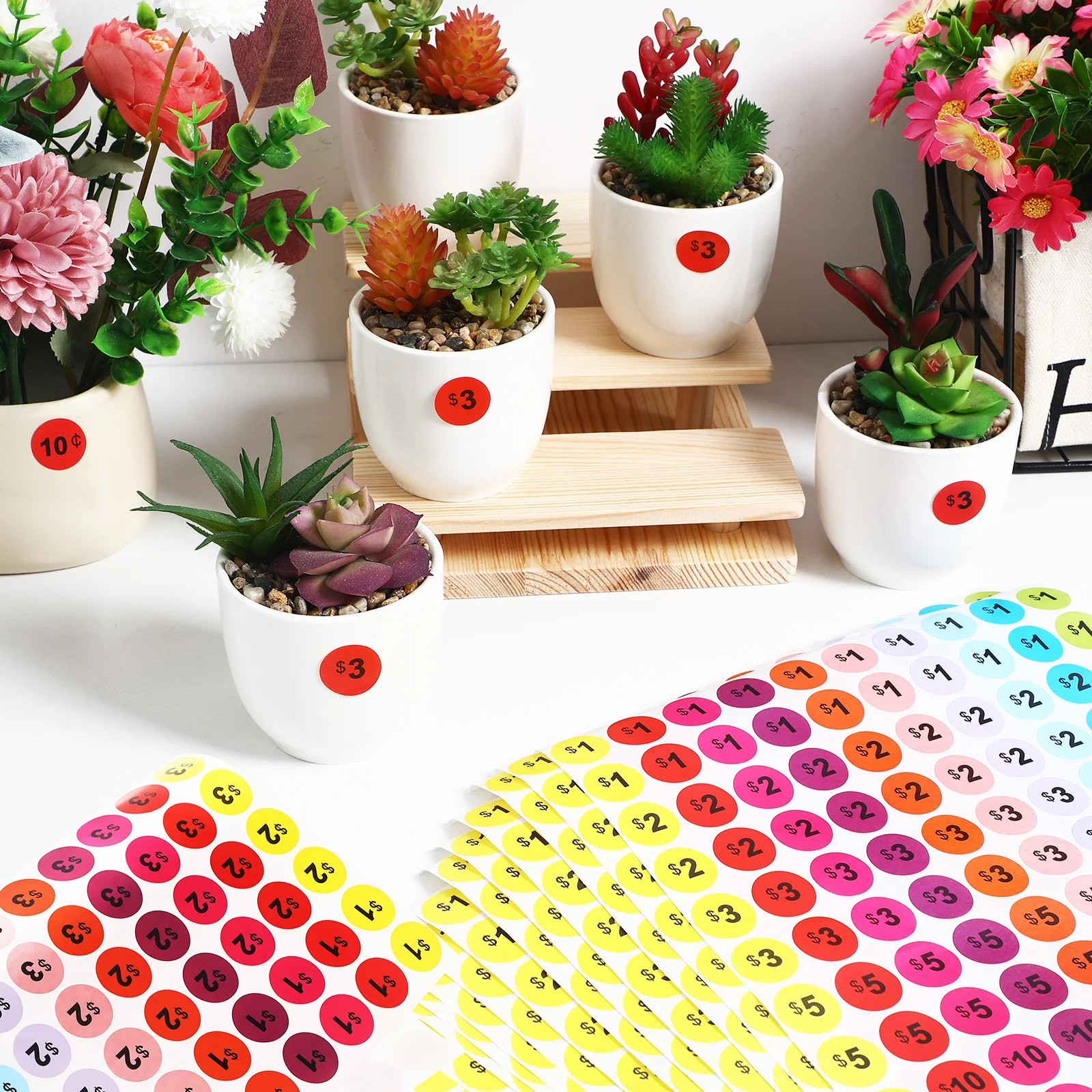 

15 Sheets Price Label Stickers White Sale Tags Clear Numbers Abundant Retail Supplies Paper Material Pricing