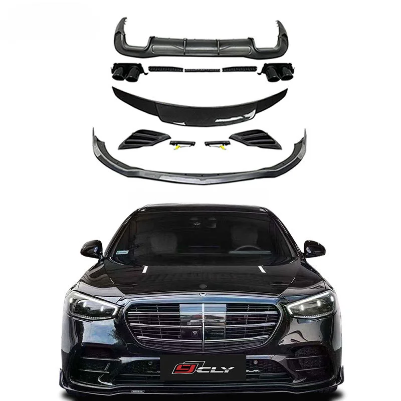 

CLY Body Kit For 2022 Benz W223 S-Class Upgrade BBS Front bumper lip Rear Diffuser Tips Spoiler