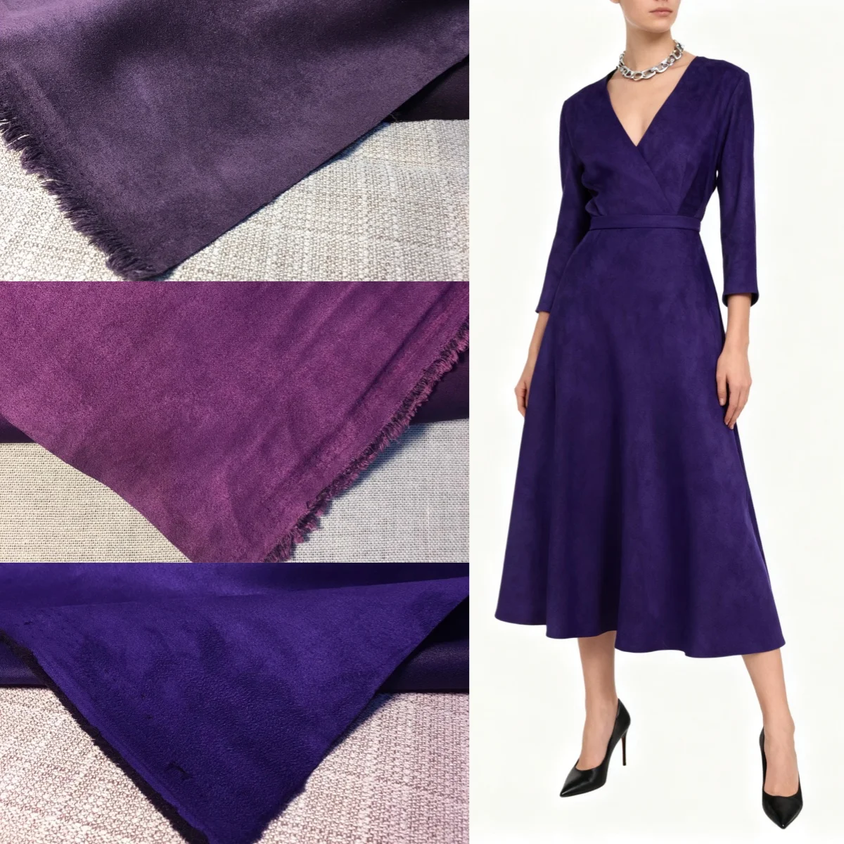 تشفير قماش من جلد الغزال الأرجواني تقليد الغزلان من جلد الغزال المنسوجة النسيج الخياطة الملابس DIY أريكة المنسوجات المنزلية النسيج غير المرنة