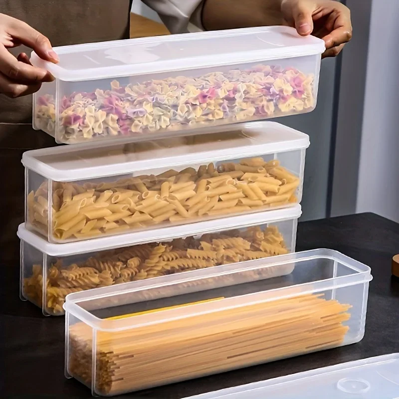 

Airtight pasta container with lid, spaghetti storage box, kitchen food storage box for removing rectangular cereal jars