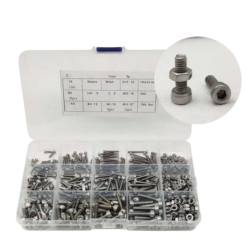 Stainless Steel Socket Head Cap Screws Nuts Kit M2 M3 Metric Hardware Fasteners For Model Making And Construction