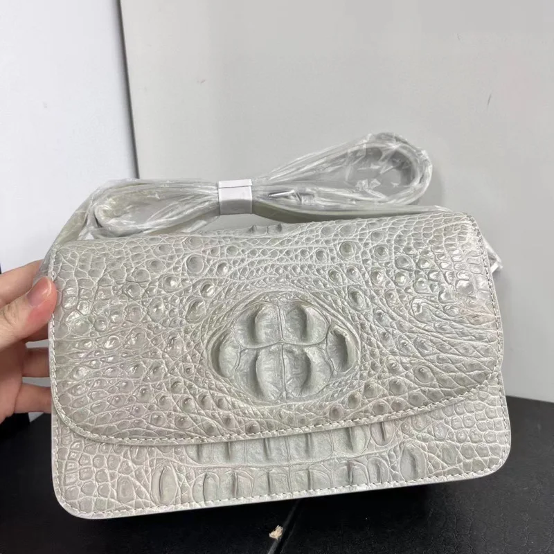 

New Skull Shoulder for Casual Versatile Genuine Crocodile Backbone Skin Oblique Straddle Fashion Trendy Women's Bag Bags Female