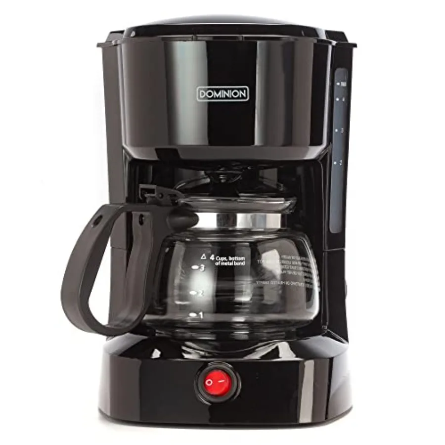 

Dominir Compact Coffee Pot Brewer Machine, Quiet Operation with On/Off LED Indicator Light, Convenient Cord Storage and e, Blac