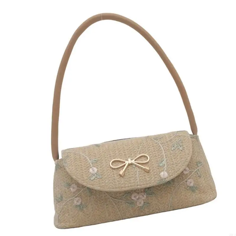 

Women Straw Armpit Bag Straw Bag Embroidery Shoulder Bag Trend Top Handle Bag 20CA