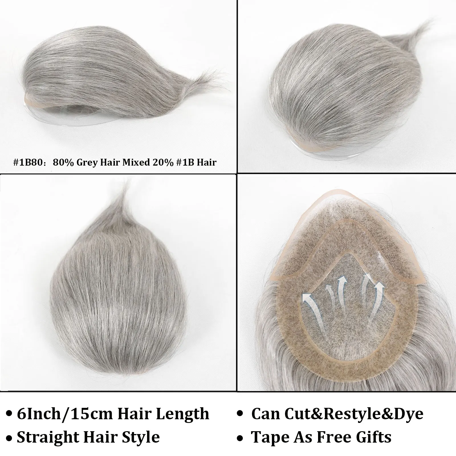 # 1B80 رمادي تنفس الدانتيل الجبهة شعر مستعار الذكور خصلة شعر بشرية خط الشعر الطبيعي الدانتيل و أحادية PU الرجال الشعر المستعار الرجال استبدال الاصطناعية