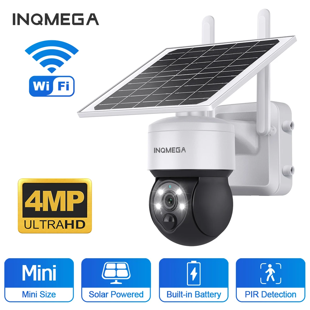 

INQMEGA 2K HD Ultra HD PTZ Солнечная камера Wi-Fi Уличная камера 360° ° Вращающаяся линза PIR Обнаружение человека