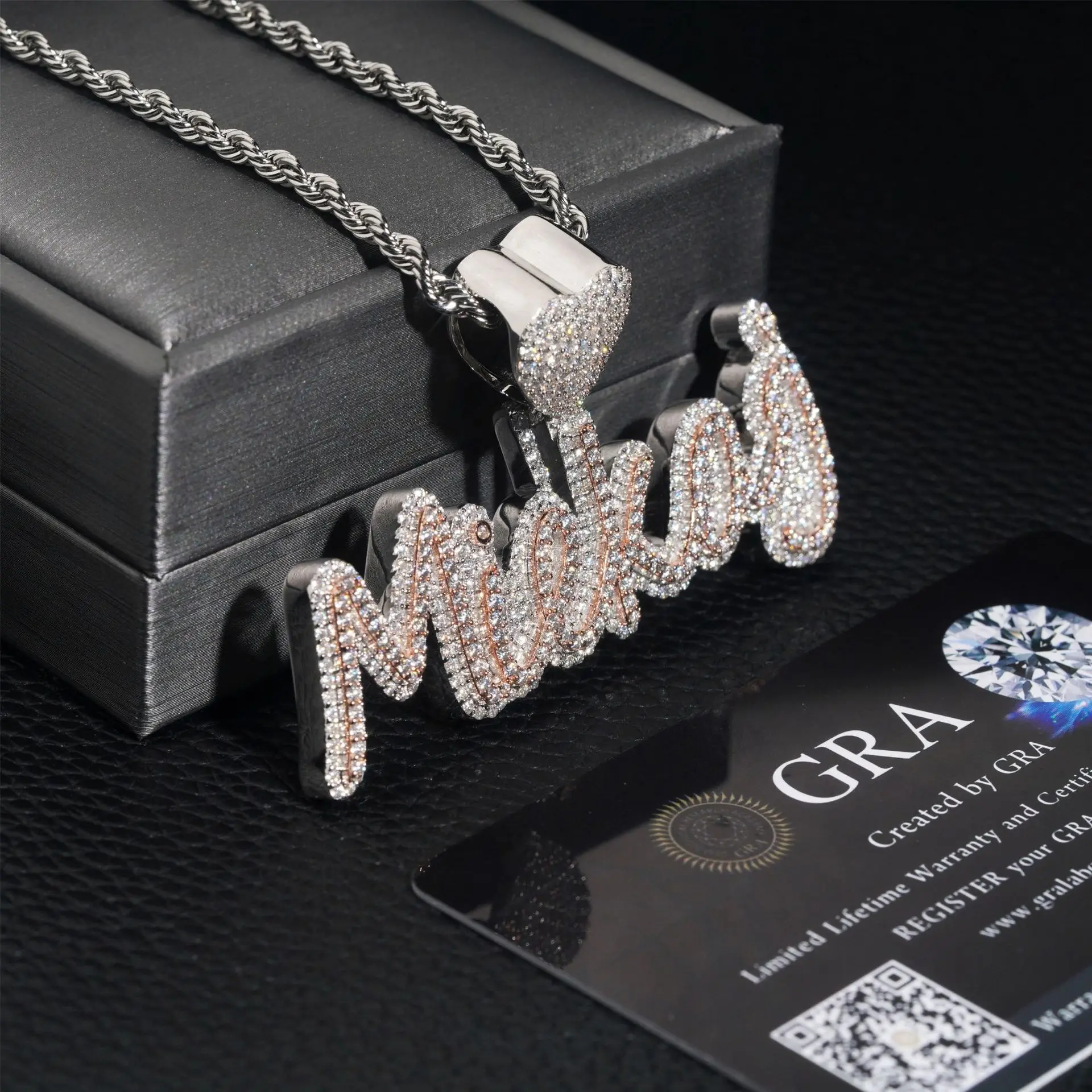 Moissanite S925 Silver Customized letters Love Bail Pendant Iced Out For Men Necklaces Hip Hop Jewelry Pass Diamonds Tester GRA