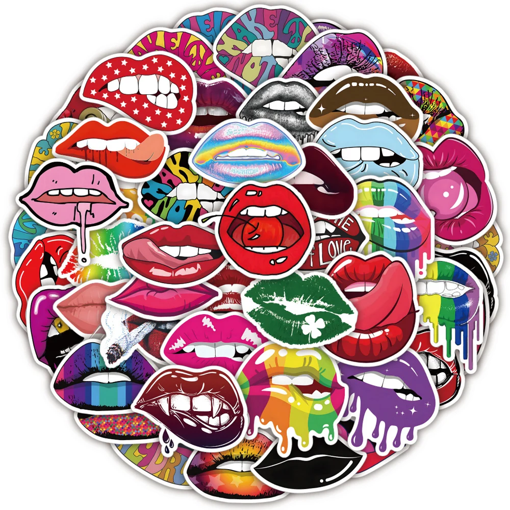 10/30/50pcs Cool Fashion Anime Sexy Lips Stickers Decal Laptop Skateboard Car Motorcycle Phone Bike Luggage Graffiti Sticker