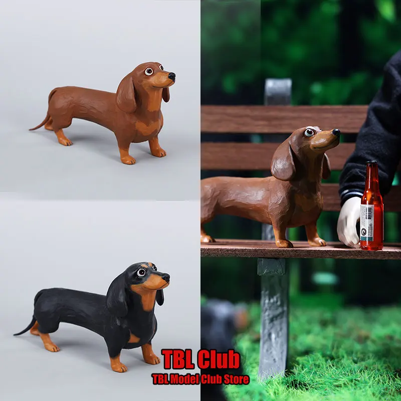 In Stock JS2403 High 6CM Scale Clay Static Simulation Dachshund Dog Pet Doll House Home Decor For 12'' Soldier Action Figure Toy