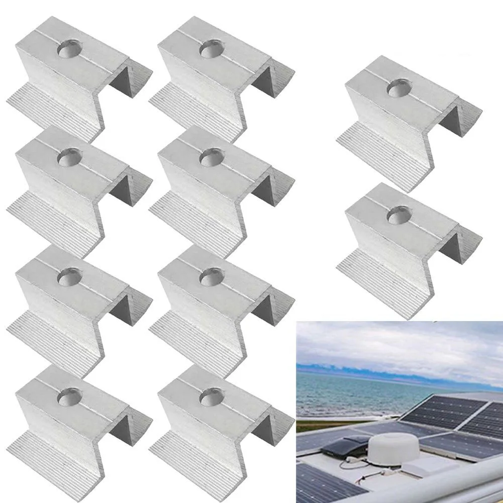 10 sztuk słoneczny środkowy zacisk PV Panel słoneczny ze stopu aluminium 25-50MM wspornik fotowoltaiczny do większości modułów ramowych akcesoria