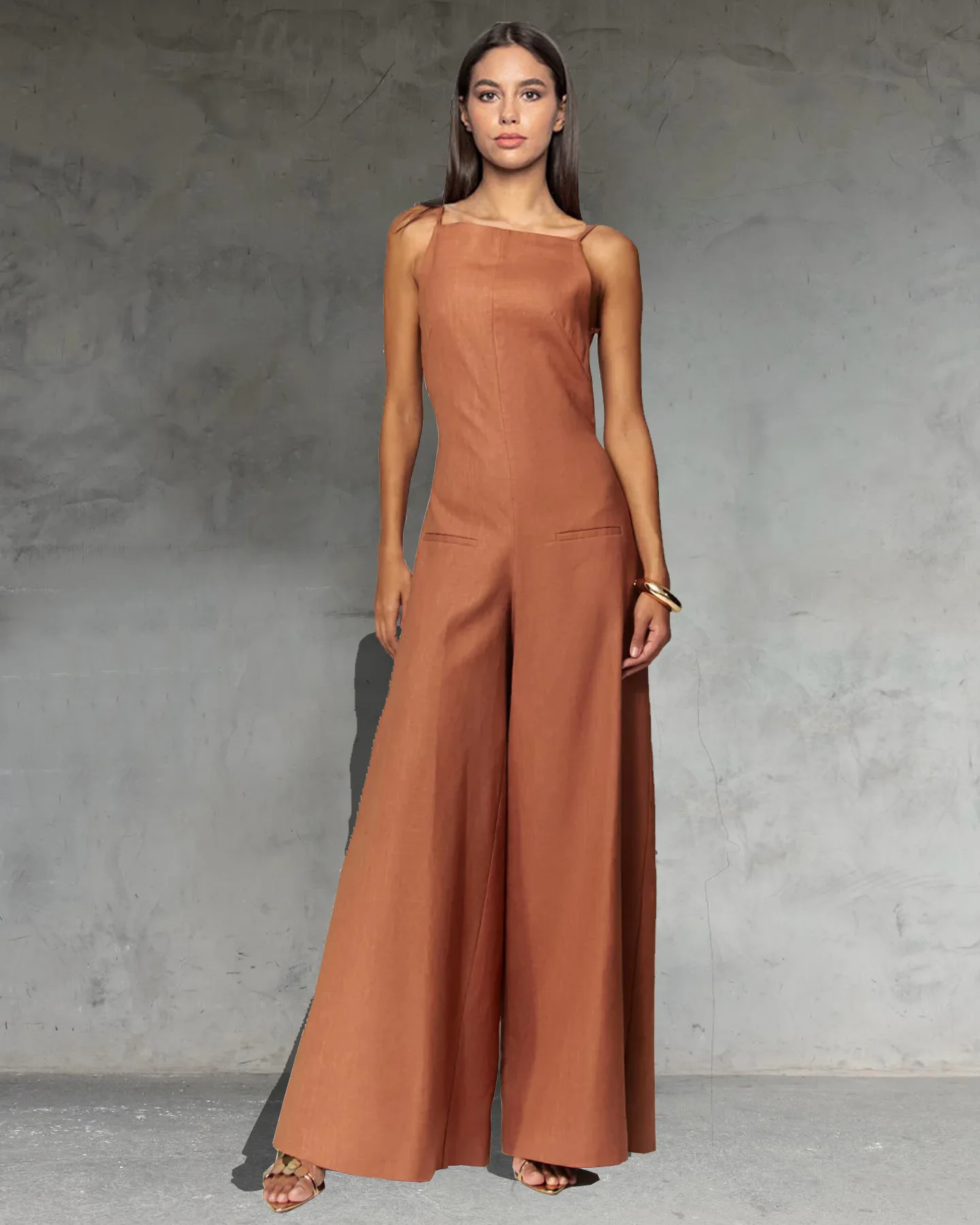 جمبسوت صيفي نسائي أنيق لصيف 2025 رومبير واسع الساق بشكل عام غير رسمي فضفاض بدون أكمام جمبسوت للإجازات #4