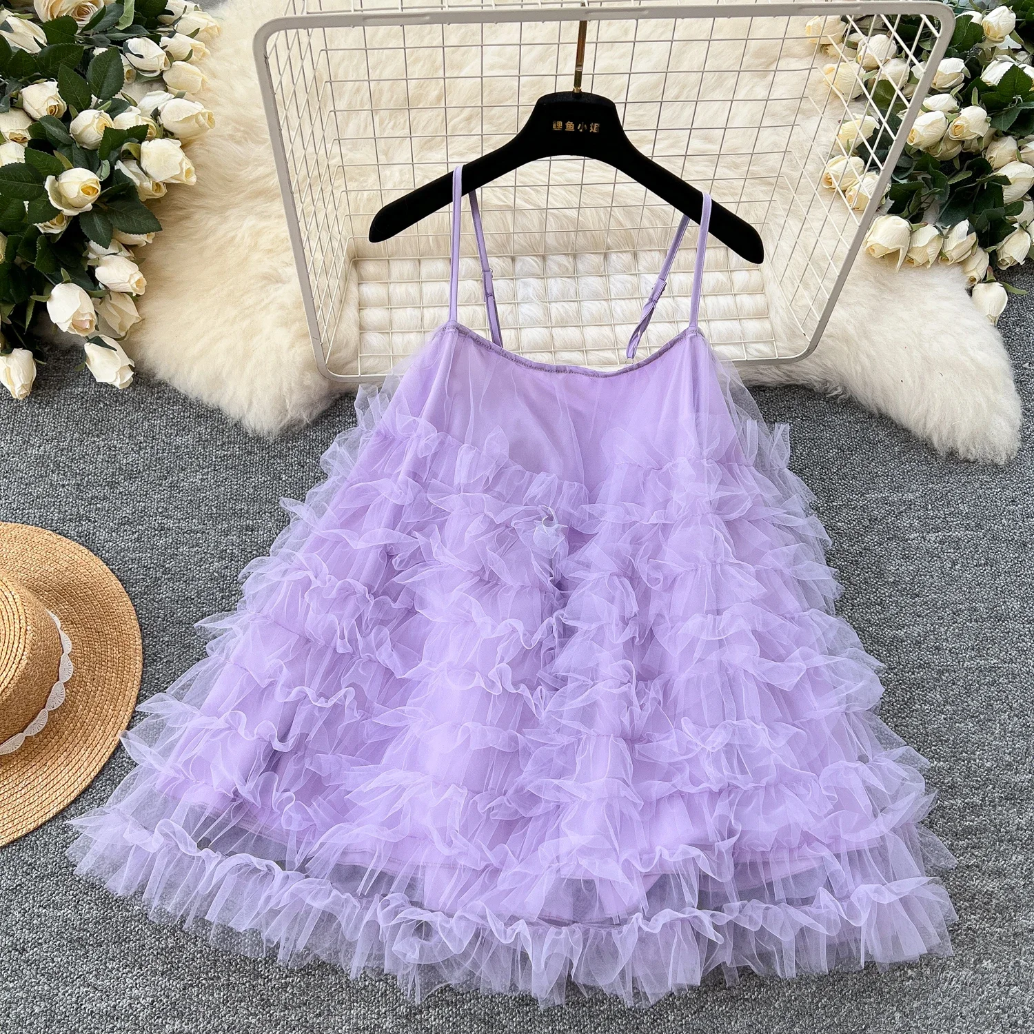 Neue Sommer Geburtstag Party Kleid Liebsten Französisch Stil Solide Mini Sommerkleid Damen Sexy Sanfte Urlaub Mesh Lose Tutu Kleid