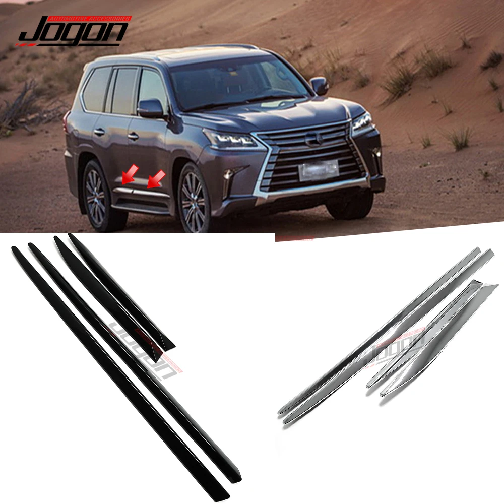 

For Lexus LX570 LX 570 2016 2017 2018 2019 2020 2021 4Pcs ABS Chrome JOGON Car Side Door Body Protector Molding Cover Trim