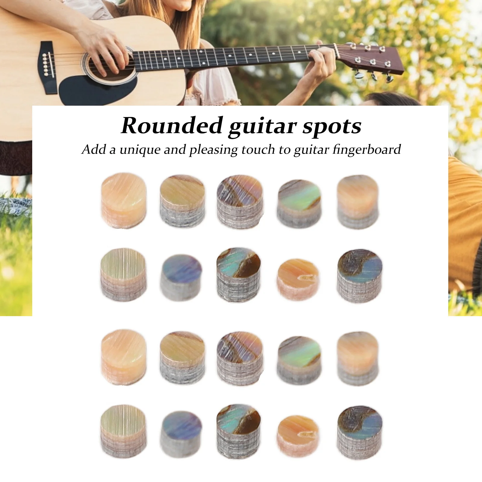 20Pcs Fretboard Dots Guitar Inlay Tone Markers Parts Accessories For Bass Fingerboard 3mm GF66 Color Shell